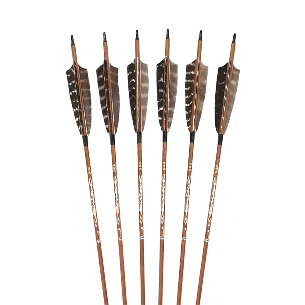 Flechas Fibra de Carbon, 6.2mm, Pluma Natural