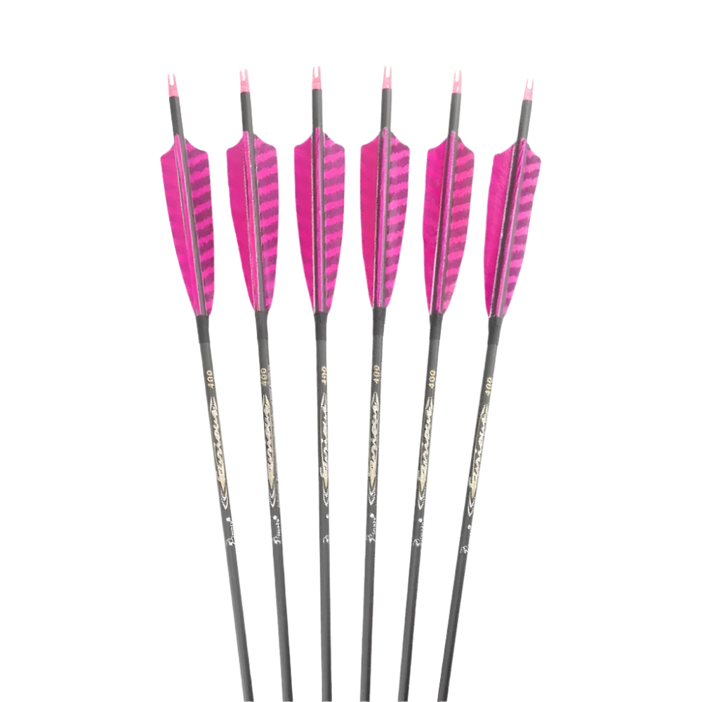 Flechas Fibra de Carbon, 6.2mm, Pluma Natural