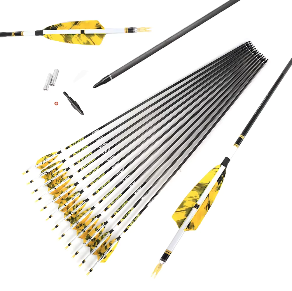 Flechas Fibra de Carbon, 6.2mm, Pluma Natural