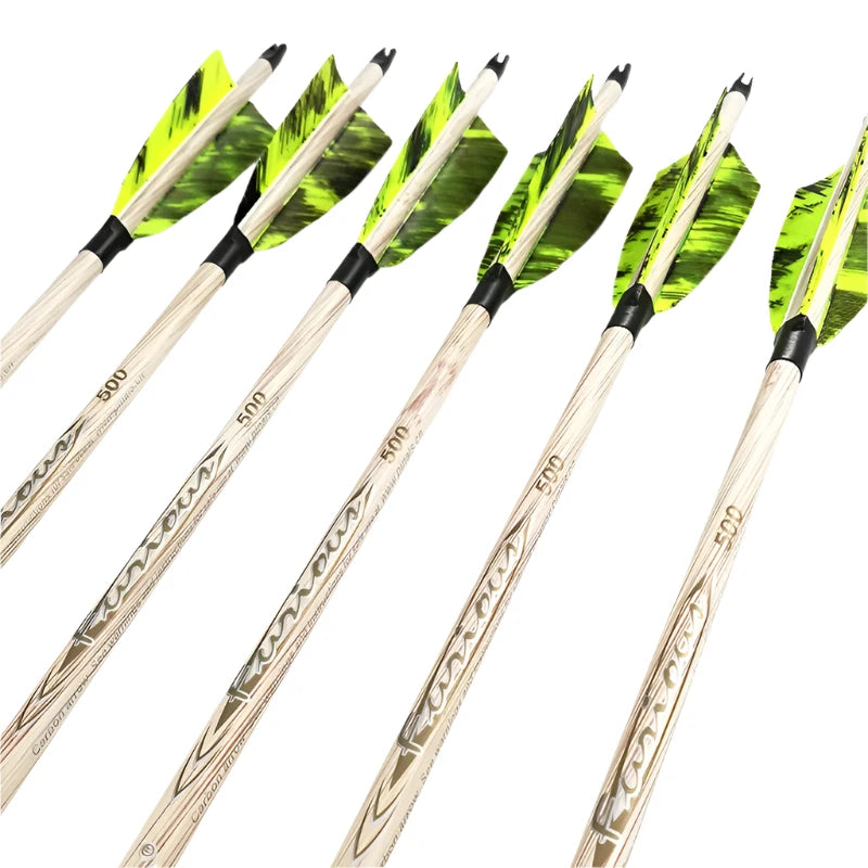 Flechas Fibra de Carbon, 6.2mm, Pluma Natural