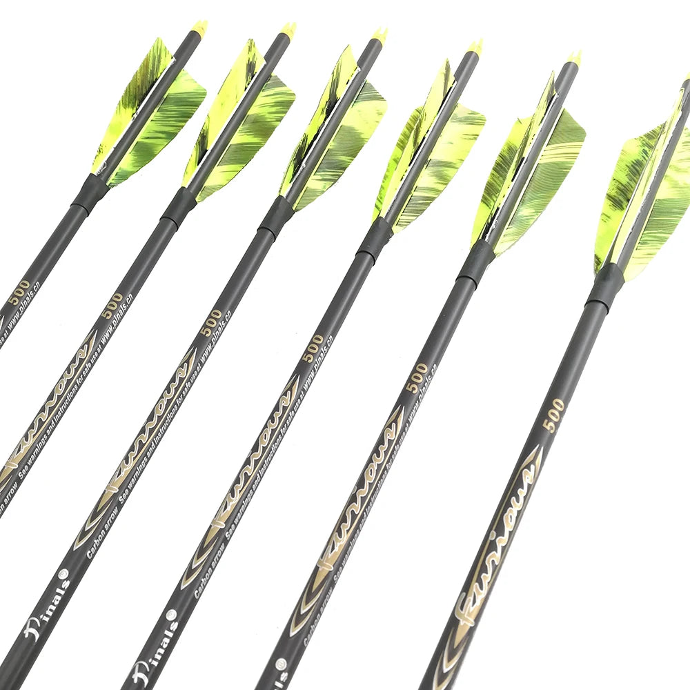 Flechas Fibra de Carbon, 6.2mm, Pluma Natural
