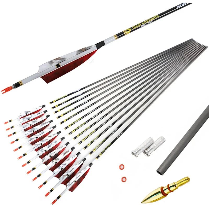 Flechas Fibra de Carbon, 6.2mm, Pluma Natural