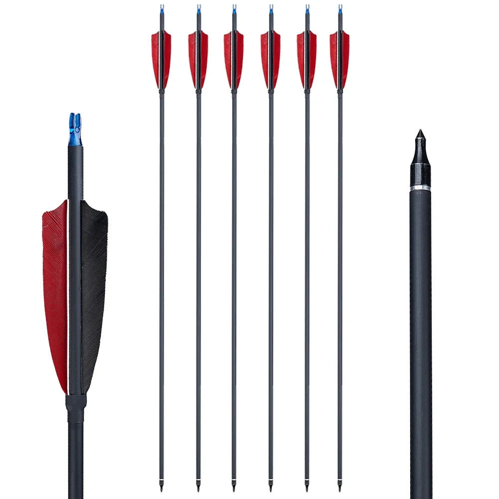 Flechas Fibra de Carbon MIXTO, 6.2mm, Pluma Natural