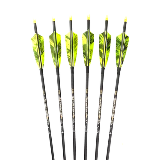 Flechas Fibra de Carbon, 6.2mm, Pluma Natural