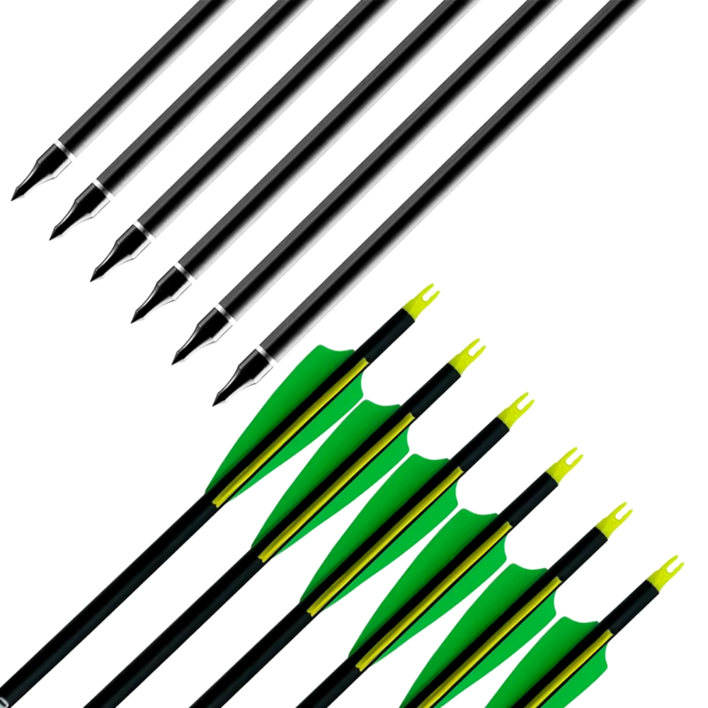 Flechas Fibra de Carbon MIXTO, 6.2mm, Pluma Plástica